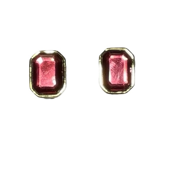 Joan Rivers Signed Goldtone Magenta /Raspberry Clip Ons - Picture 1 of 2